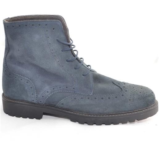 Malu Shoes calzature uomo anfibio francesina vera pelle scamosciata blu fondo roccia antiscivolo scarponcino man comfort