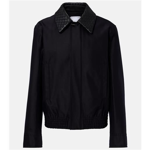 Bottega Veneta trench intrecciato in canvas con pelle