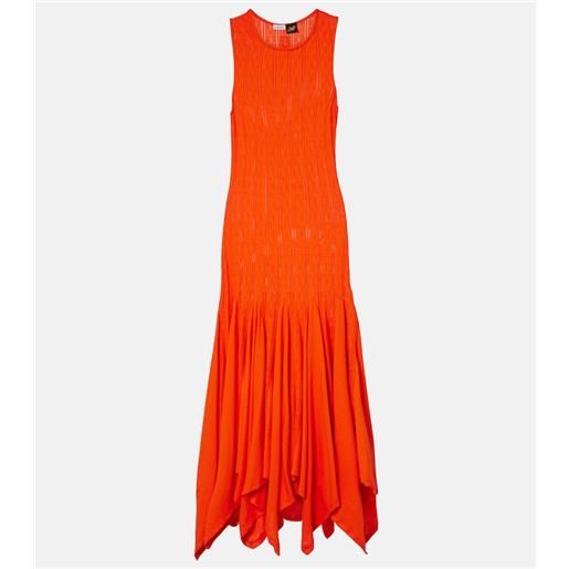Loewe paula's ibiza - abito lungo in jersey di cotone pointelle