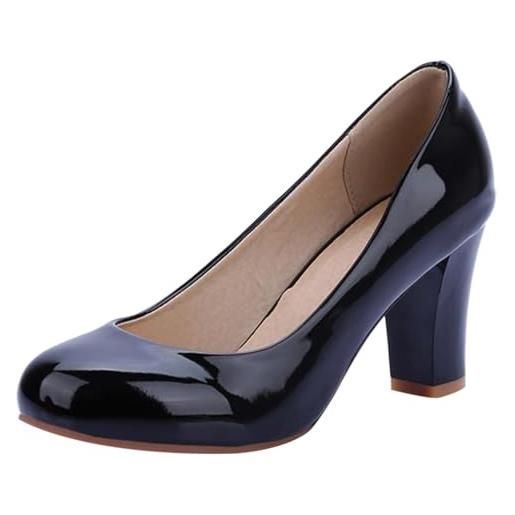 Asterisco décolleté con tacco largo da donna tacco alto scarpe punta rotonda senza chiusura eleganti scarpe da sera, x15766xs nero numero 43 eu/45cn