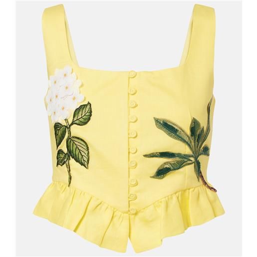 Agua by Agua Bendita top cropped eslabã³n in lino