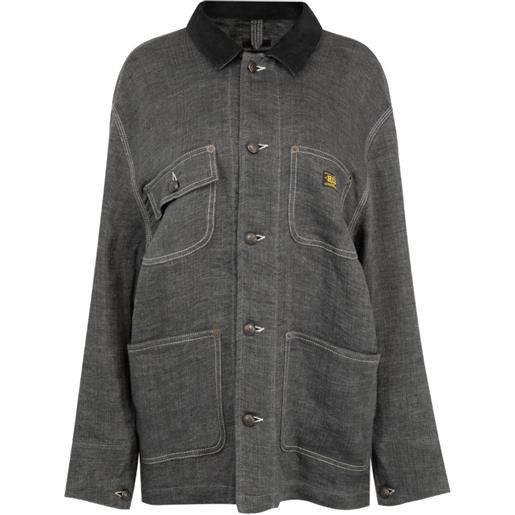 R13 contrast-collar oversized jacket - grigio