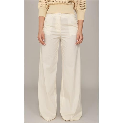 Trussardi pantalone trussardi ampio in cotone leggero, colore panna