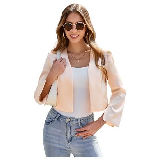 YesFashion blazer, giacca corta da donna, a maniche lunghe, elegante, per lavoro, ufficio, lavoro, blazer (confezione multipla), albicocca, s