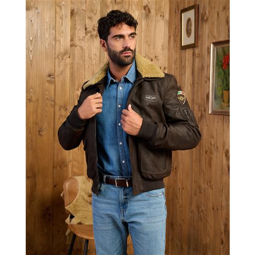 Leather Trend dante - bomber in nabuk antichizzato e montone , leggera