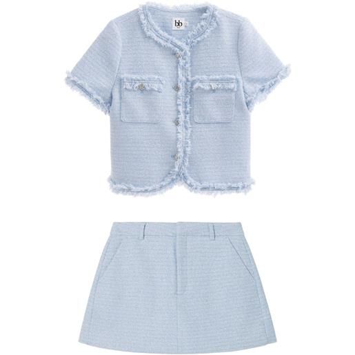 b+ab frayed bouclé shorts set - blu