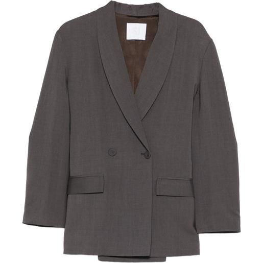 Su double-breasted lace-up jacket - marrone