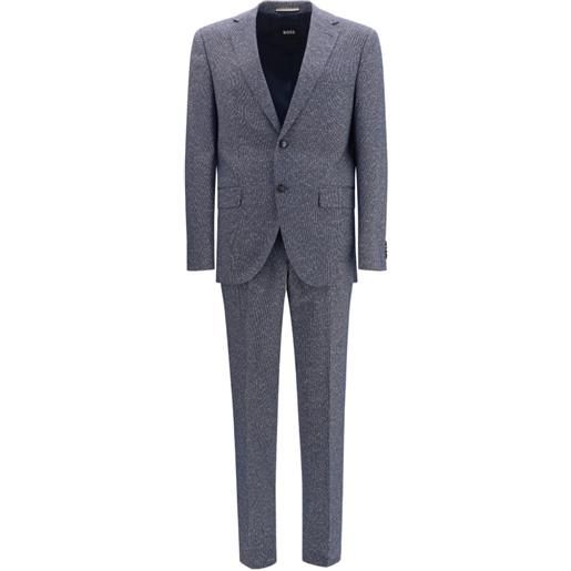 BOSS completo due pezzi taglio regular in tessuto bouclé elasticizzato - blu