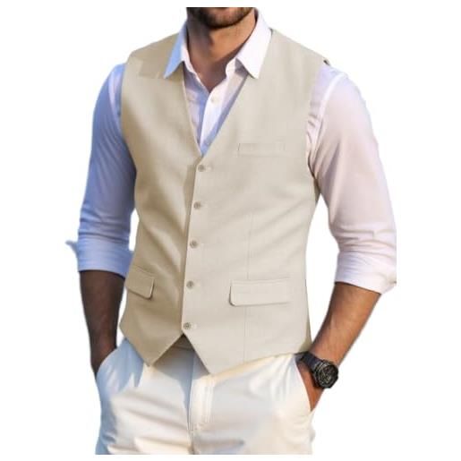Solovedress gilet estivo da uomo, vestibilità normale, classico, per matrimoni e feste