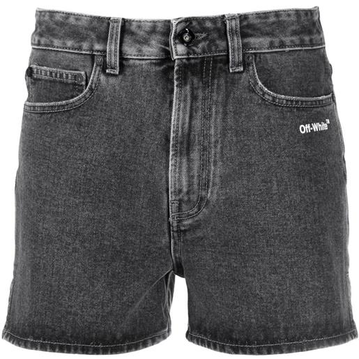 Off-White shorts denim con motivo diag - grigio