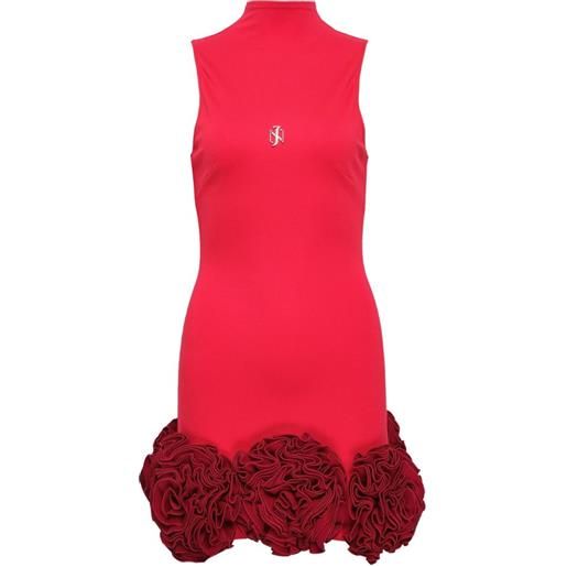 KENZIE KLAMBIE abito smanicato con ruches - rosso