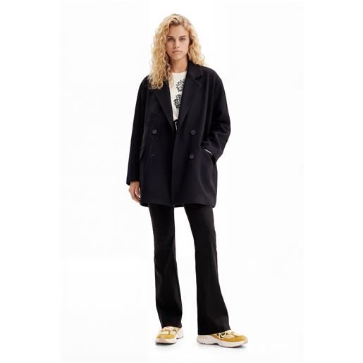 Desigual, cappotto doppiopetto lana m. Christian lacroix, nero, m