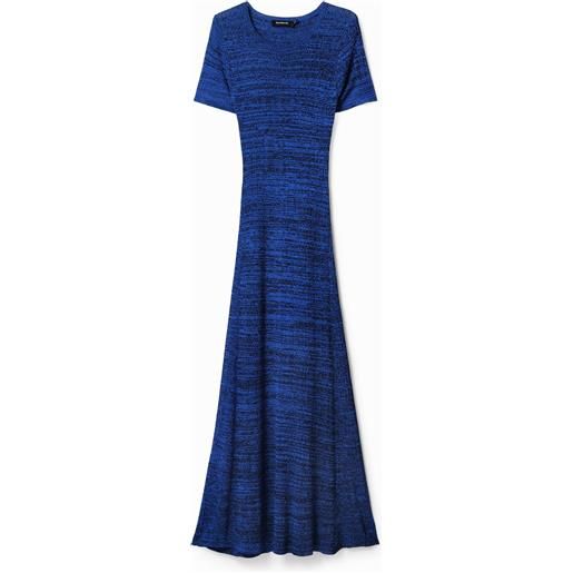Desigual, abito lungo coste marmorizzate, blu, l