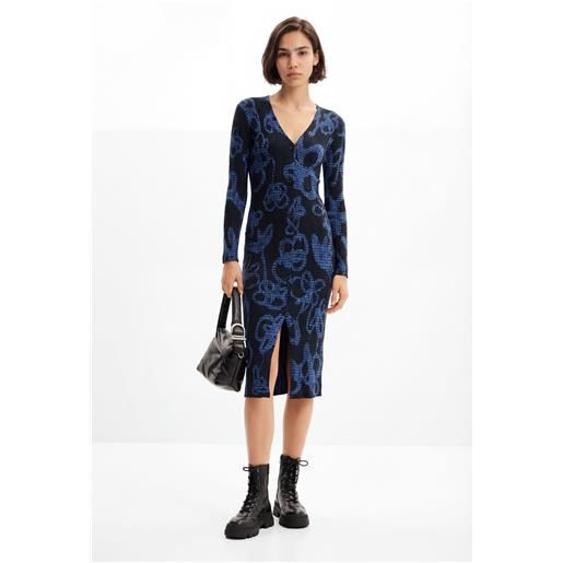 Desigual, abito midi maglia floreale, nero, l