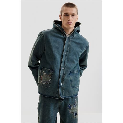 Desigual, giacca di jeans reversibile mickey, uomo, cotone, blu, m