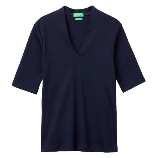 United Colors of Benetton maglia scollo v m/m 3ga8d400u t-shirt, blu, xl donna