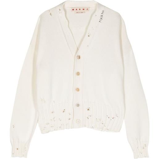 Marni cardigan con effetto vissuto - bianco