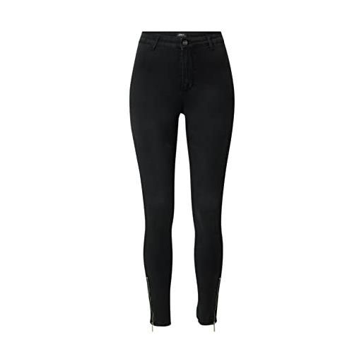 ONLY onlroyal hw sk hem zip clean la pimbox jeans, nero delavé, (l) w x 34l donna