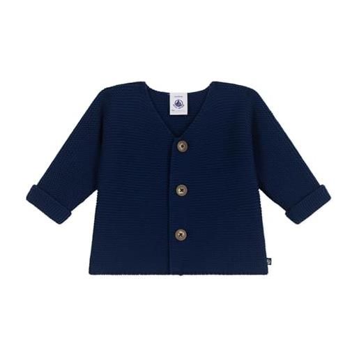 Petit Bateau a0ces, maglione cardigan unisex - bimbi 0-24, blu, 0-3 mesi
