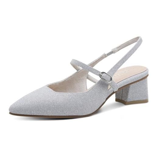MARCO TOZZI décolleté donna morbido plantare feel me soletta in pelle moderno, metallico (platinum), 39 eu