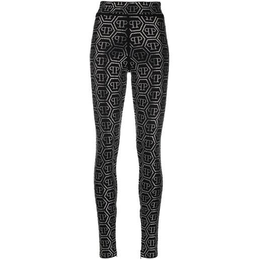 Philipp Plein leggings con stampa monogramma - nero