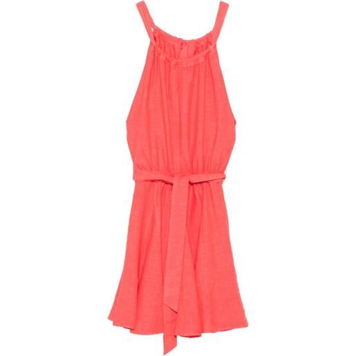 120% Lino abito midi con fiocco - rosso