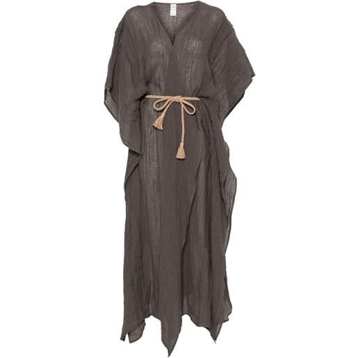 120% Lino abito lungo con cintura - grigio