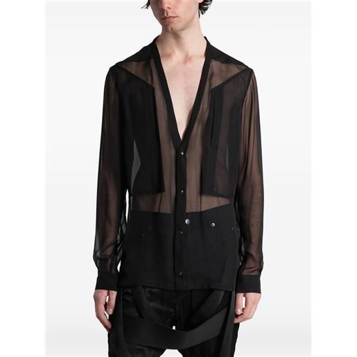 Rick Owens camicia larry fogpocket con scollo a v - nero