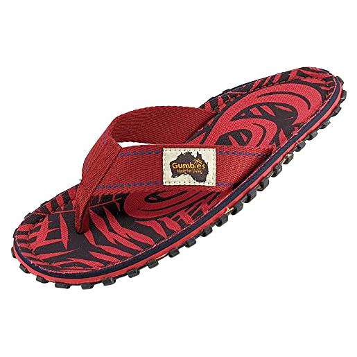 Gumbies originals blue - flip flops in materiali riciclati, suola robusta con pneumatici per auto riciclati, plantare morbido in tela di cotone, comoda barra in cotone, lime hibiscus, 46 eu