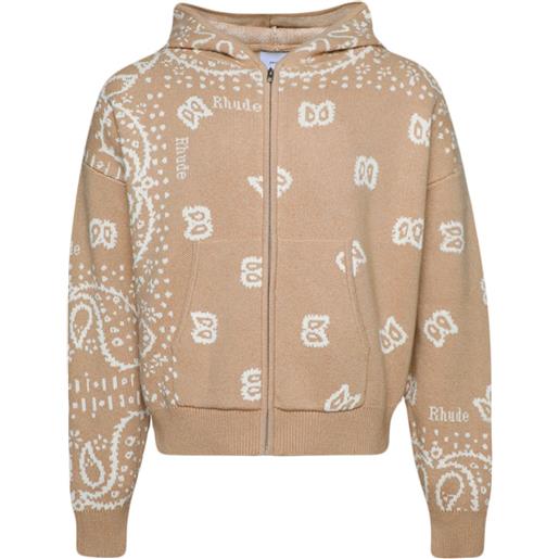 RHUDE felpa bandana con zip - toni neutri