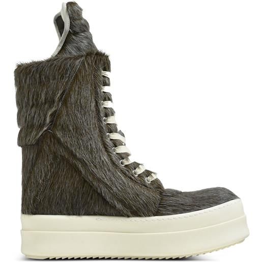 Rick Owens stringate mega geobasket in pelle con lacci - marrone