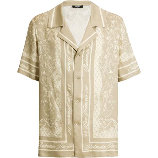 Balmain camicia stile pigiama con stampa foulard - toni neutri