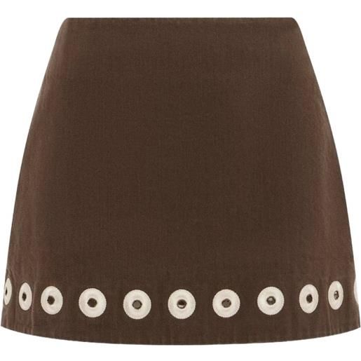 ALEMAIS tobe eyelet-embellished denim mini skirt - marrone