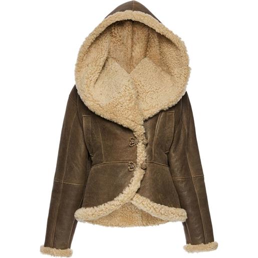 Magda Butrym giacca con cappuccio in shearling - marrone