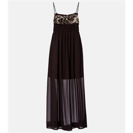 Xu Zhi abito lungo in chiffon con paillettes