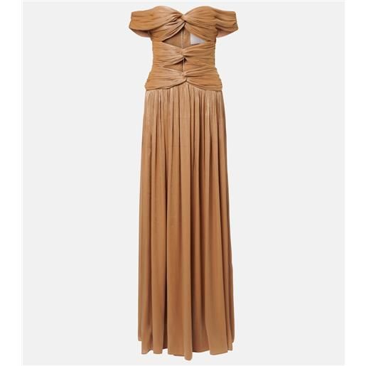 Costarellos abito lungo in georgette lurex con cut-out