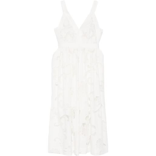 SANDRO abito midi a fiori con scollo a v - bianco