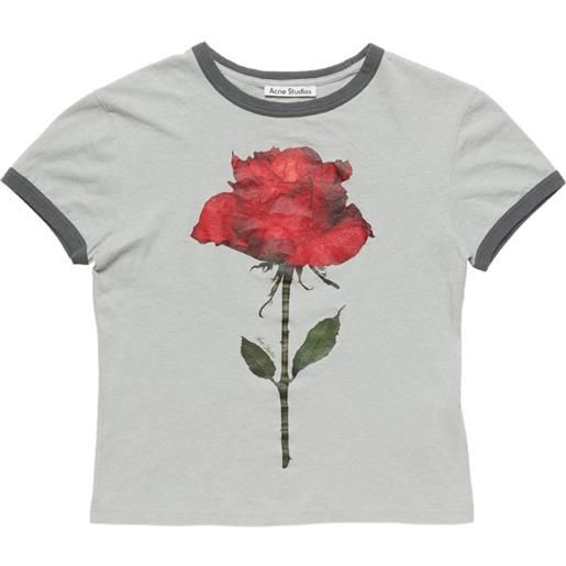 Acne Studios rose-print ringer t-shirt - grigio