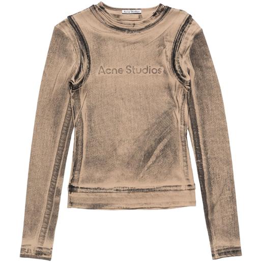 Acne Studios t-shirt a maniche lunghe con logo - toni neutri