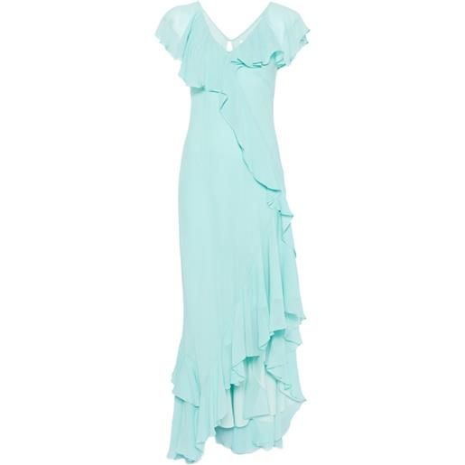 Marella abito piper midi asimmetrico con ruches - blu