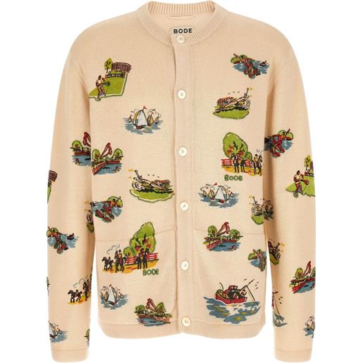 BODE cardigan beaded camp con ricamo - toni neutri