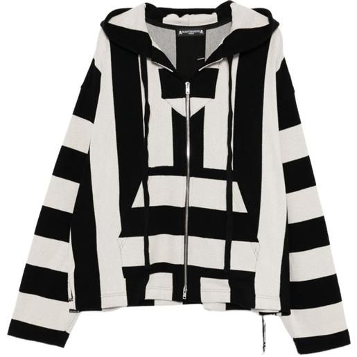 Mastermind World felpa a righe con cappuccio e zip - nero
