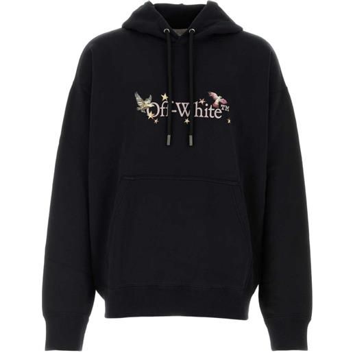 Off-White felpa in cotone con logo e cappuccio - nero