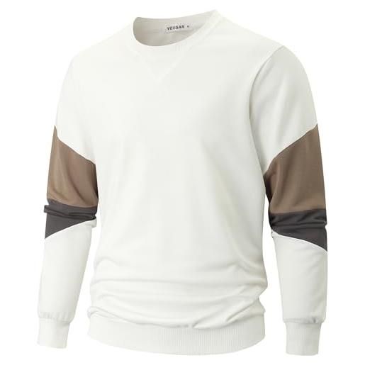 VEIISAR - felpa da uomo con scollo tondo, maglione basic da uomo a maniche lunghe, casual, sport, t-shirt, l