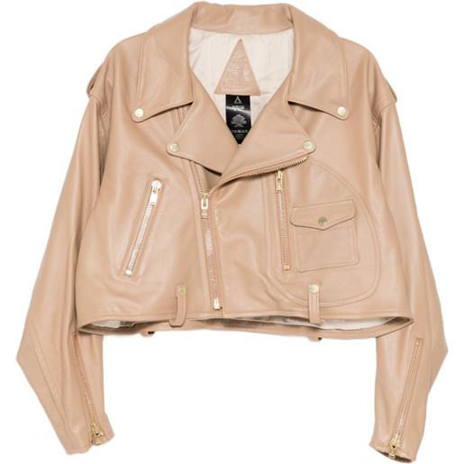 A LEATHER giacca crop in pelle - toni neutri