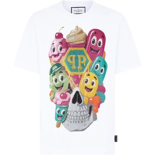 Philipp Plein t-shirt girocollo little ice cream skull - bianco