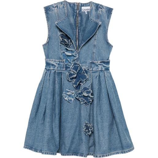 GANNI abito in denim rigido - blu
