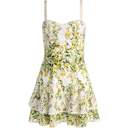 alice + olivia abito corto meredith a fiori - bianco