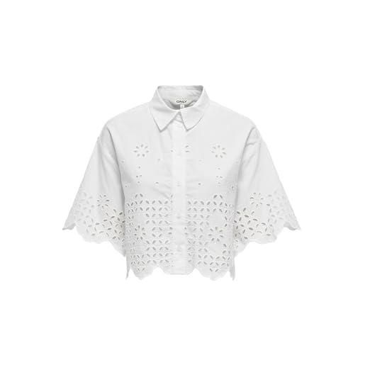 ONLY onlmina life ss boxy wvn - maglietta da donna, bianco, m