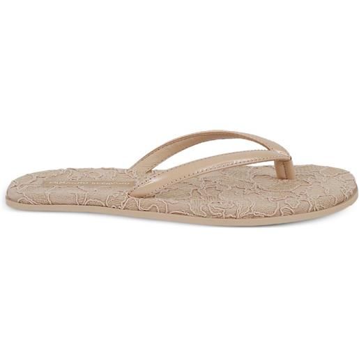 Ermanno Scervino lace-covered patent-leather flip-flops - toni neutri